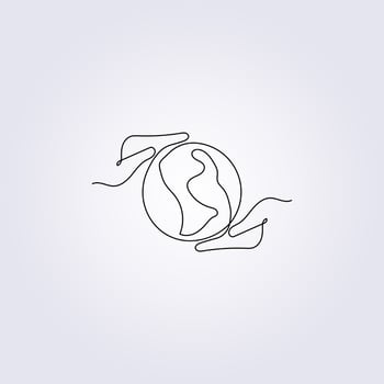 saving earth, holding world icon illustration save nature logo vector graphic design for print, apparel, brand, business, textile, t-shirt, cap