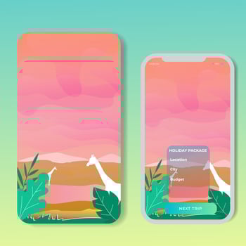 Vector banners set with polygonal landscape illustration. For Mobile aps, banner, horizontal header website, printed materials. Image Picture Background