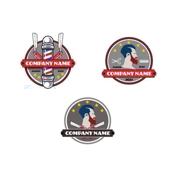 barber shop logo set vector