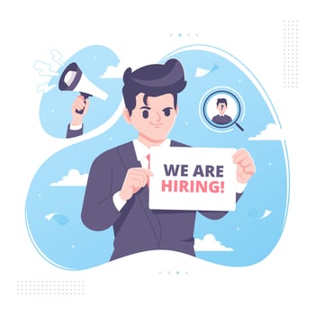 job hiring concept businessman character vector illustration