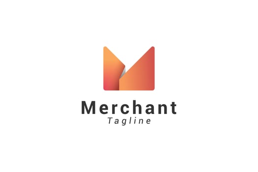 Letter M creative orange colour paper cut 3d technological logo vector
