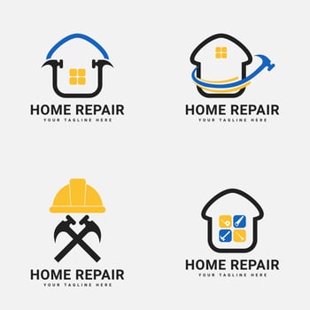Home Repair Logo Design Template for Builder or Home Restoration Services, Real Estate Property Construction Building Improvement Service Symbol Vector