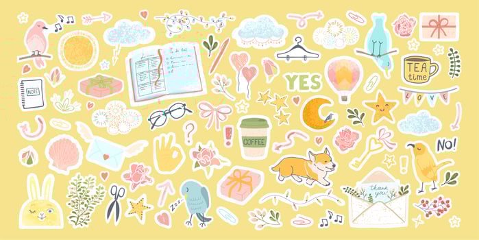 Set with cute stickers for daily planner and scheduler vector
