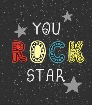 You rock star - fun hand drawn nursery poster with lettering vector