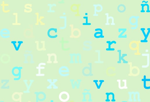 Light blue, yellow vector template with isolated letters.
