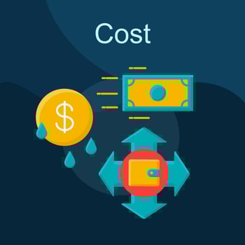Cost flat concept vector icon. Expenses idea cartoon color illustrations set. Capital, investment, credit, deposit. Banking. Financial management. Profit, price. Isolated graphic design element