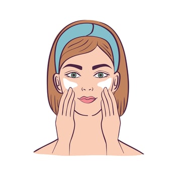 blond woman applying mask vector