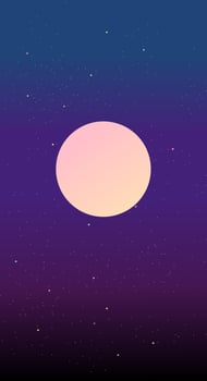 Galaxy illustration in flat style with design moon and stars in night view. Aesthetic and beautiful dark background. Banner template for mobile phone screen saver theme, lock screen and wallpaper. vector