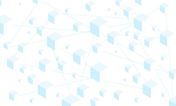 Blockchain concept banner. Isometric digital blocks connection with each other and shapes crypto chain. Blocks or cubes, connection consists digits. Abstract technology background. Vector illustration