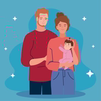 couple parents with newborn vector