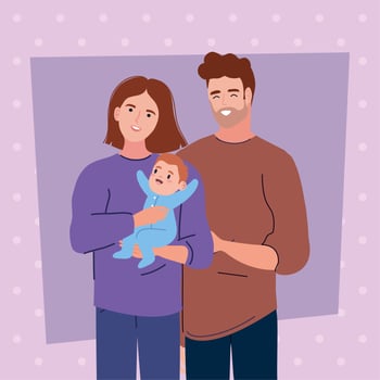 couple with newborn scene vector