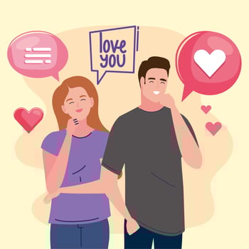 couple in virtual relationship vector