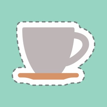 Sticker Cup - Line Cut - Simple illustration,Editable stroke vector