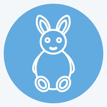 Bunny Icon in trendy blue eyes style isolated on soft blue background vector