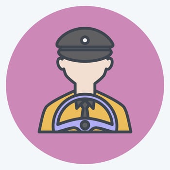 Driving Icon in trendy color mate style isolated on soft blue background vector