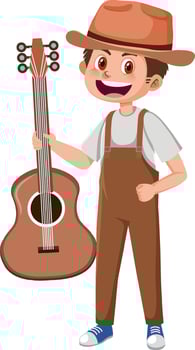 A male musician cartoon character on white background vector