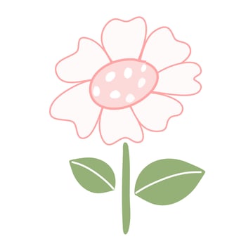 pink and white flower isolated on white freehand vector