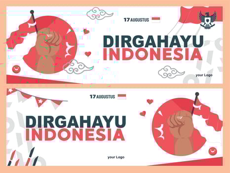 spirit of Indonesian Independence Day. 17 august 2 youths carrying flags celebrated independence day by carrying flags with enthusiasm. vector