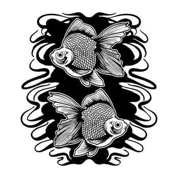 Twin GoldFish Vector Illustration T shirt design