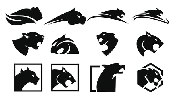 leopards,Puma, panther, and tiger action silhouette. good use for symbol, logo, web icon, mascot, sign, sticker vector