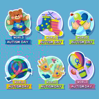 Celebration of World Autism Day Stickers vector