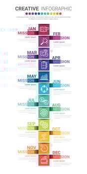 Timeline business for 12 months. vector