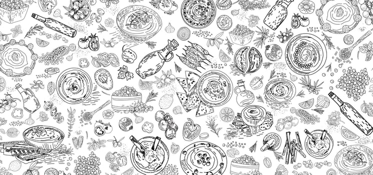 Hummus hand drawn vector. vector