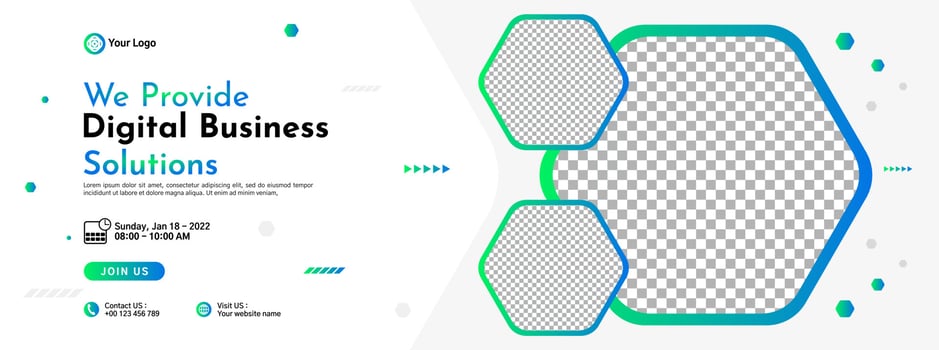 Business conference banner template design for webinar, marketing, online class program, etc vector