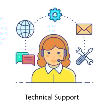Female with technical tools denoting technical support icon vector