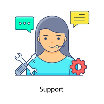 Female with technical tools denoting technical support icon vector