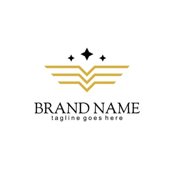 Luxury wings, abstract feathers Logo design vector illustration line art style concept. Elegant Geometric Logotype concept icon, can be used for beauty industry, jewelry, fashion brand, hotel logo