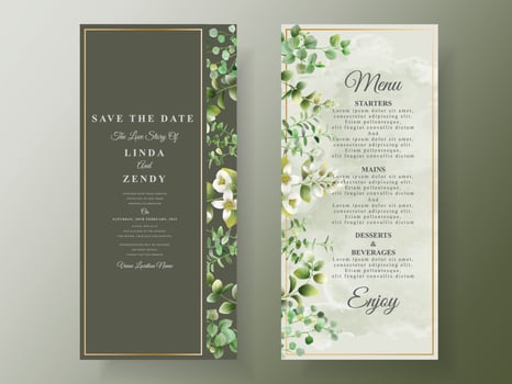 Wedding invitation card greenery eucalyptus vector