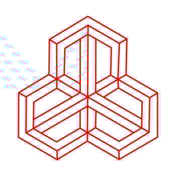 Optical illusion shapes. Logo. Optical art object. Impossible figures. Escher style. Geometry. Line art. vector
