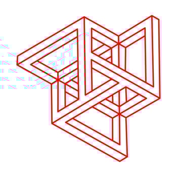 Impossible optical illusion shapes. Logo. Optical art object. Impossible figure. Line art. Unreal geometric objects. vector