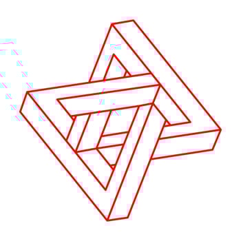Impossible shapes. Sacred geometry. Logo. Optical illusion figure. Abstract eternal geometric objects.  Optical art. Impossible geometry shape on a white background. Line art. vector