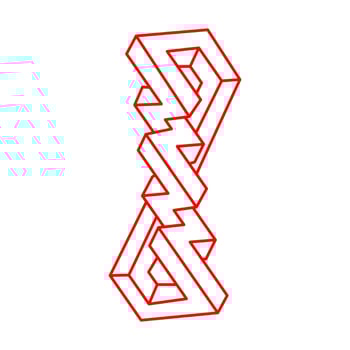 Impossible objects. Optical illusion shapes. 3d illustration. Logo. Geometric figures. Optical art. vector