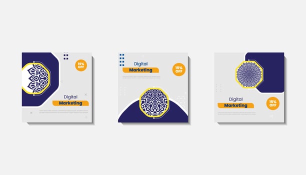 Social media post template for eid greetings or wish with moon design, Eid celebration social media post with mandala and lanterns Free Vector