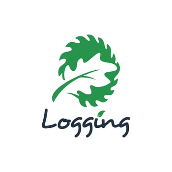 Logging logo design wood cutting industry vector