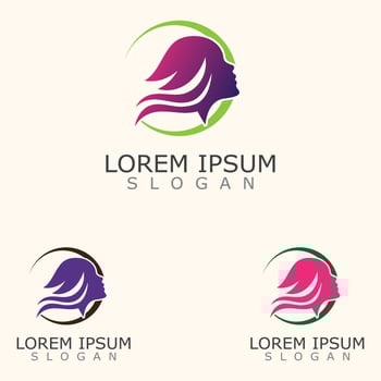 Vector of beautiful woman face logo, women icon on white background