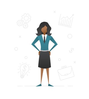 Afro-American student girl flat character design. Businesswoman. Young woman. Teenager. Vector isolated illustration