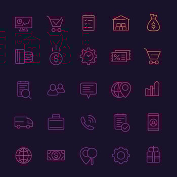 business, e-commerce and retail linear icons vector