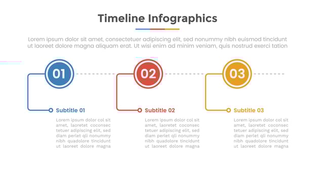 timeline infographic concept with 3 or three list step with circle shape and flat style vector