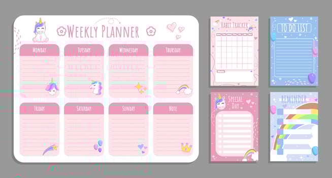 Journal Template Unicorn Table vector