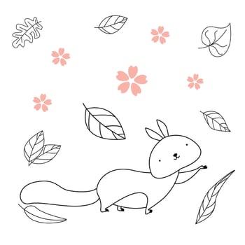 Seamless childish pattern with cute animals in black and white style. Vector illustration. Beautiful animals. Creative scandinavian kids textures for fabric, wrapping, textile, wallpaper, clothes.