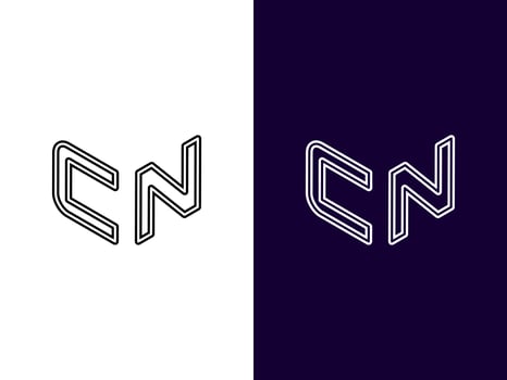 Initial letter CN minimalist and modern 3D logo design vector