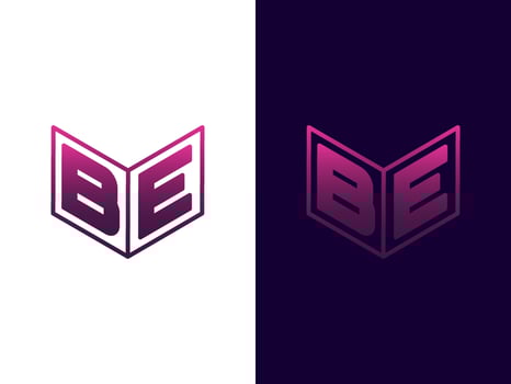 Initial letter BE minimalist and modern 3D logo design vector