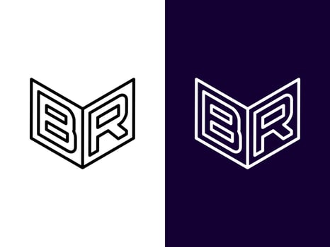 Initial letter BR minimalist and modern 3D logo design vector