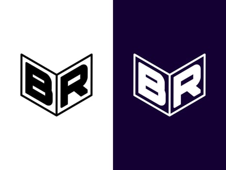 Initial letter BR minimalist and modern 3D logo design vector
