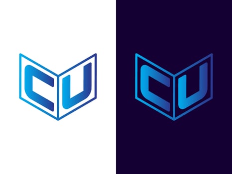 Initial letter CU minimalist and modern 3D logo design vector