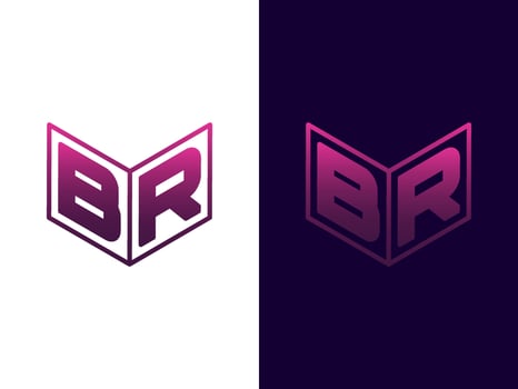 Initial letter BR minimalist and modern 3D logo design vector
